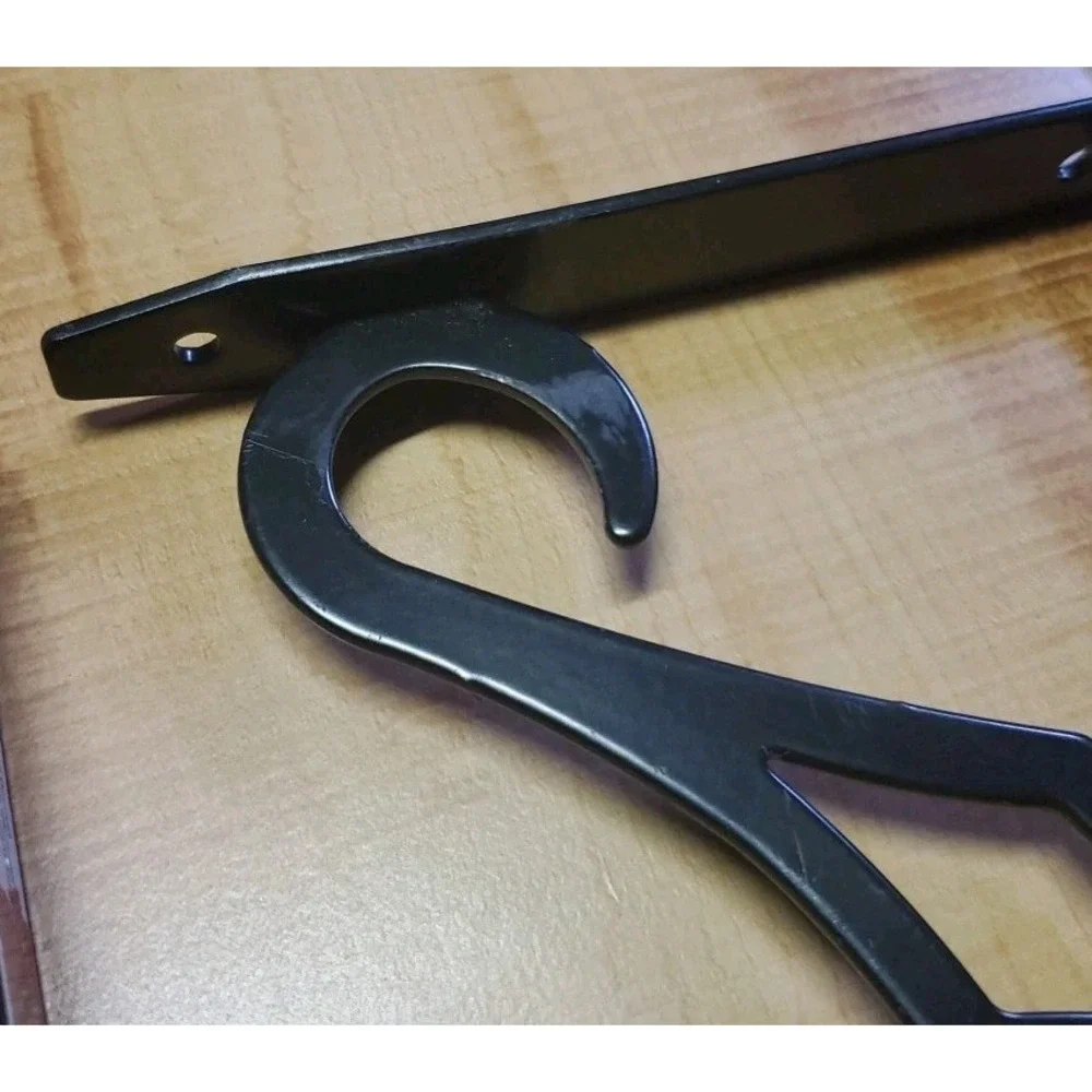 Vintage Black Metal Shelf Brackets Set of 4 Diamond Scroll Wall Shelf Supports